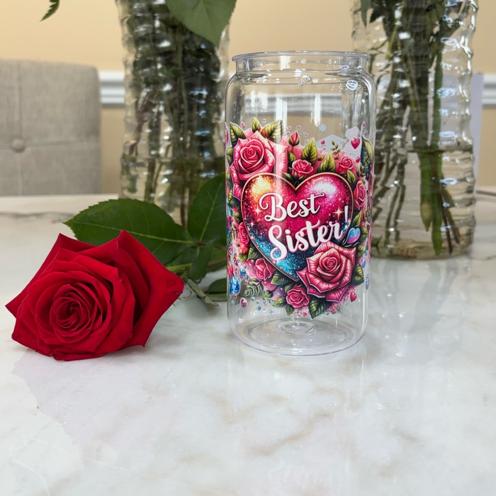 Handmade Best Sister plastic drinking tumbler
